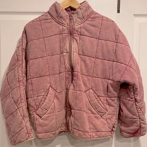 Free People Dolman Quilted Knit Jacket Dusty Rose